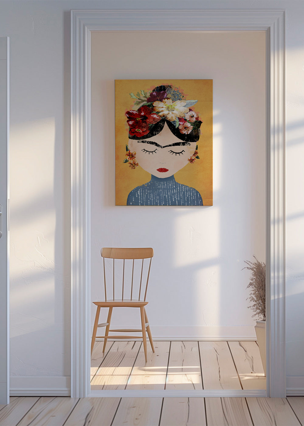 Illustration Frida med blomsterkrona