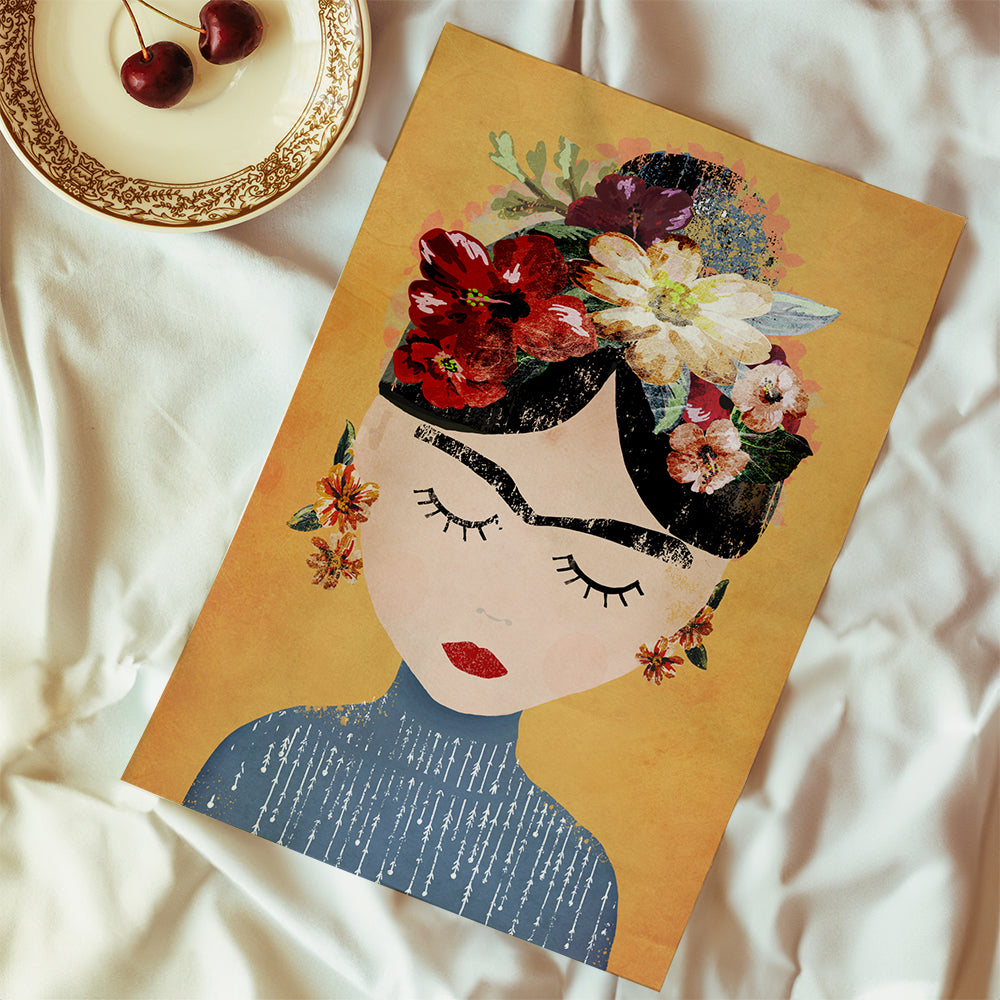 Illustration Frida med blomsterkrona