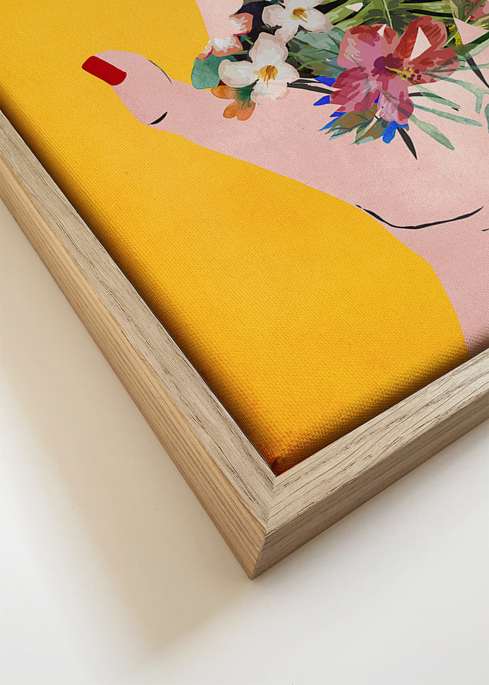 Botanisk poster händer med blommor på gul bakgrund