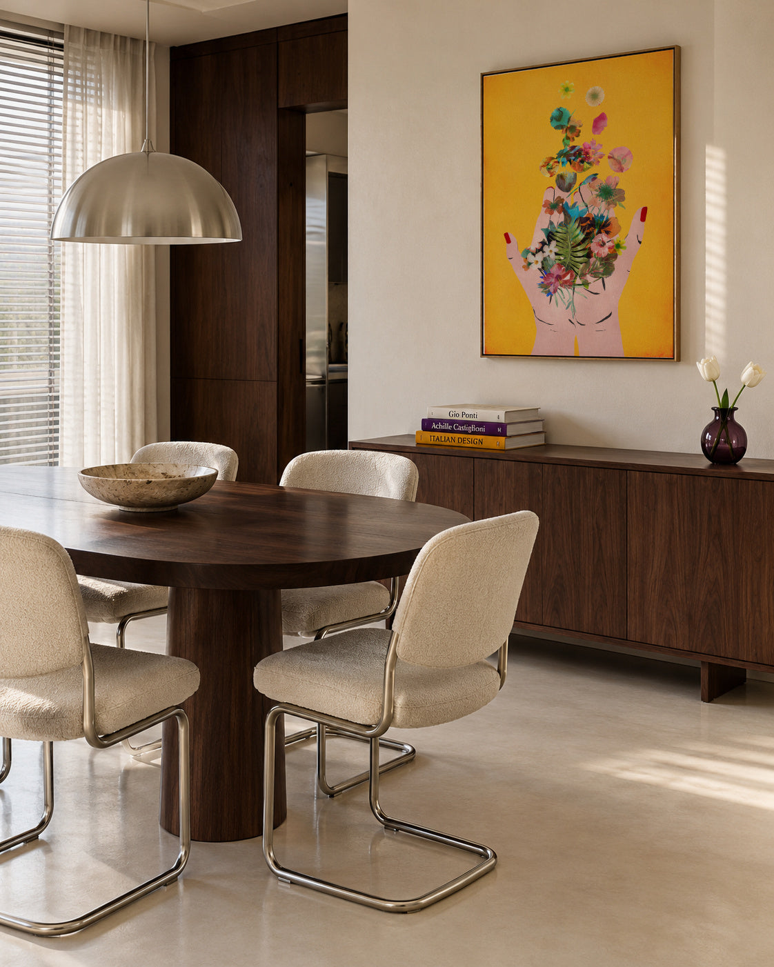 Fridas hands yellow - Framed canvas in an interior