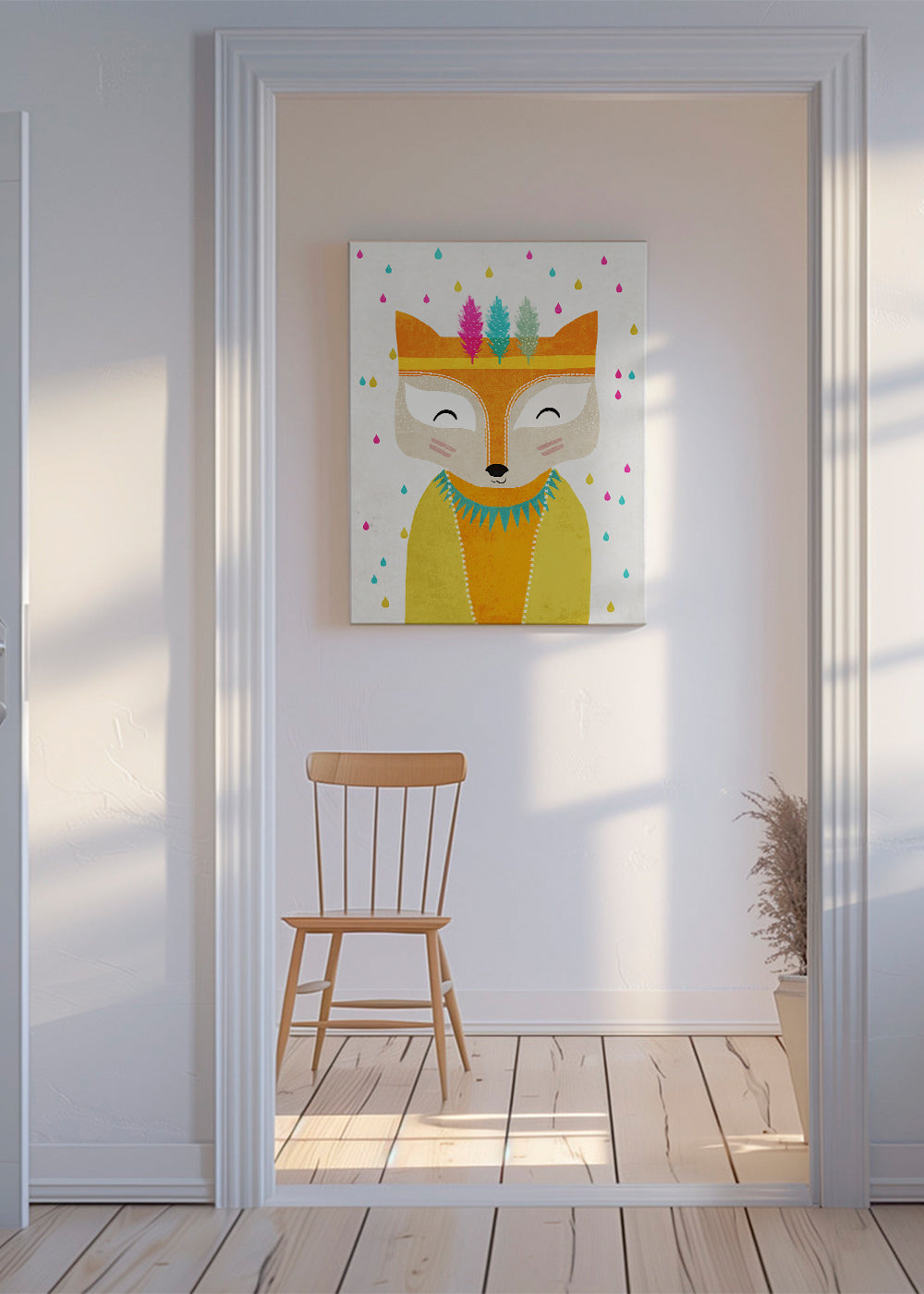 Barnposter med färgglad räv