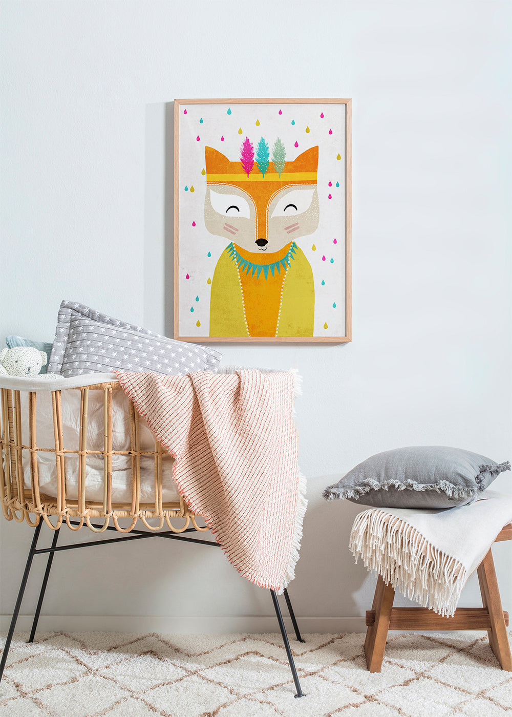Barnposter med färgglad räv