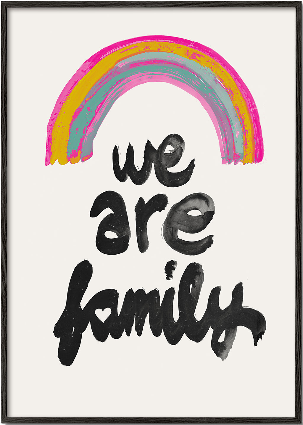 Illustration 'We are family' målad regnbåge