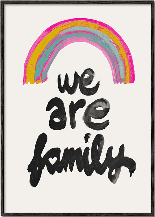 Illustration 'We are family' målad regnbåge