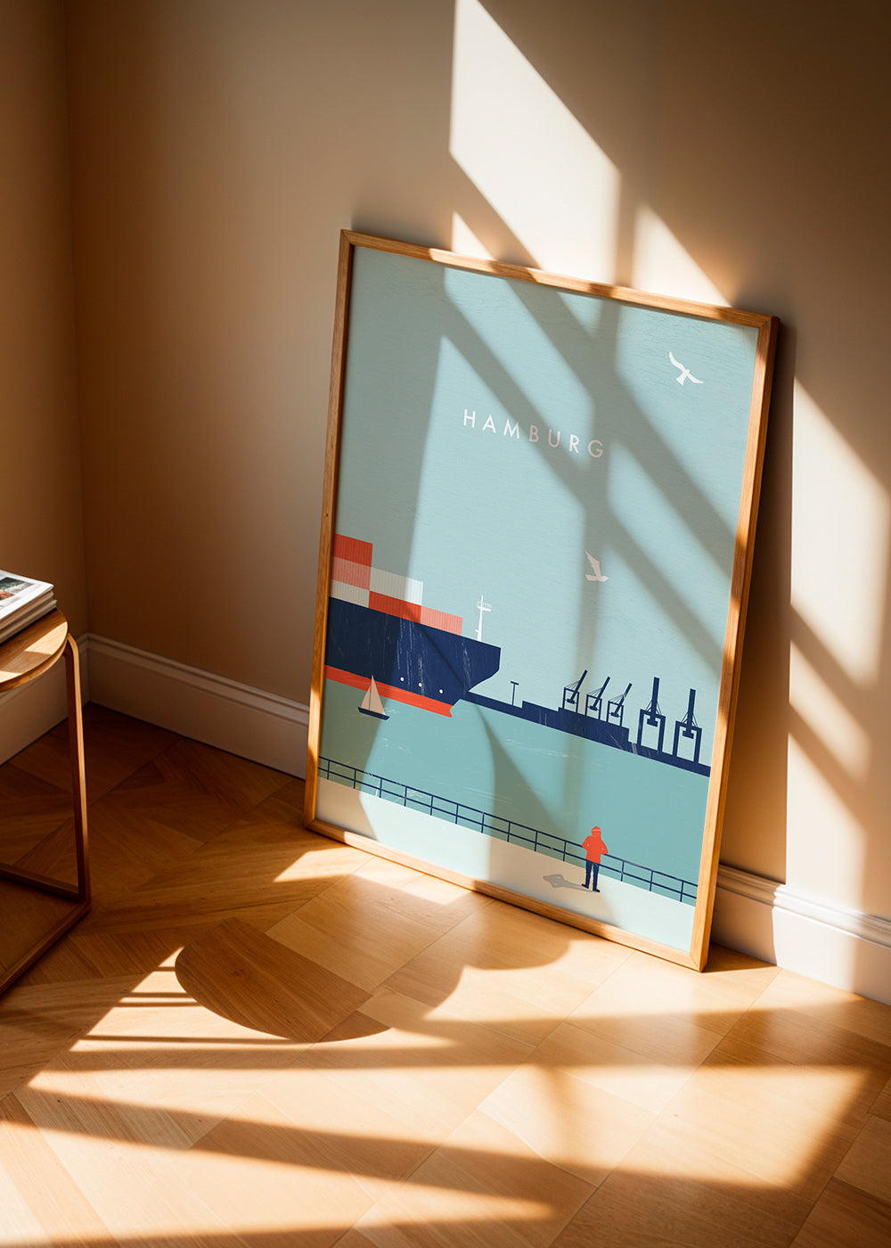 Reseaffisch Hamburg hamn illustration