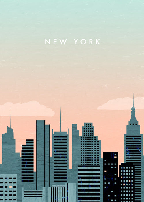 Reseaffisch New York skyline illustration