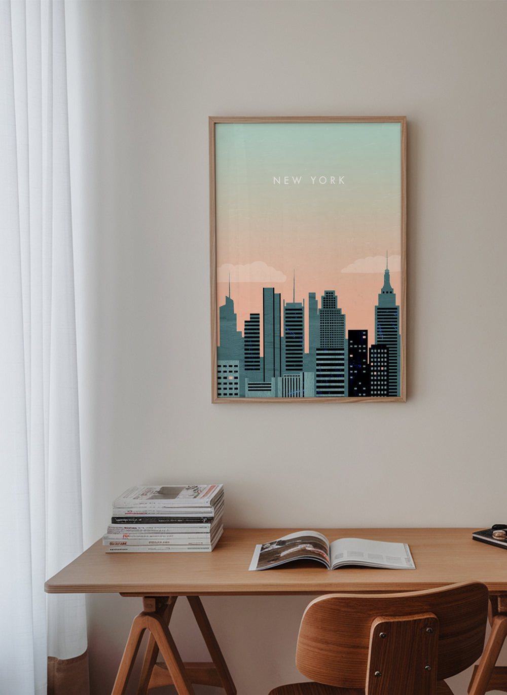 Reseaffisch New York skyline illustration