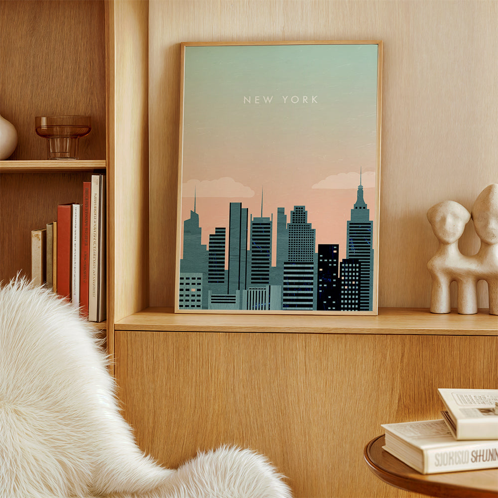 Reseaffisch New York skyline illustration