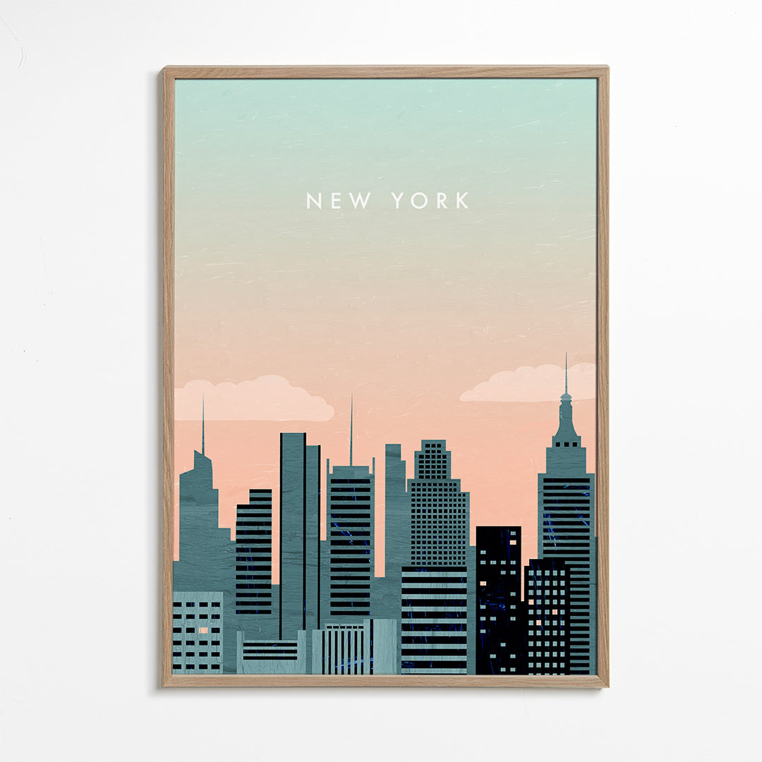 Reseaffisch New York skyline illustration