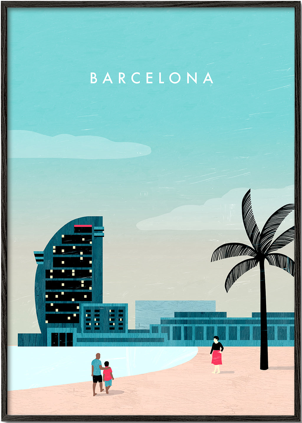 Reseaffisch Barcelona, strandmotiv