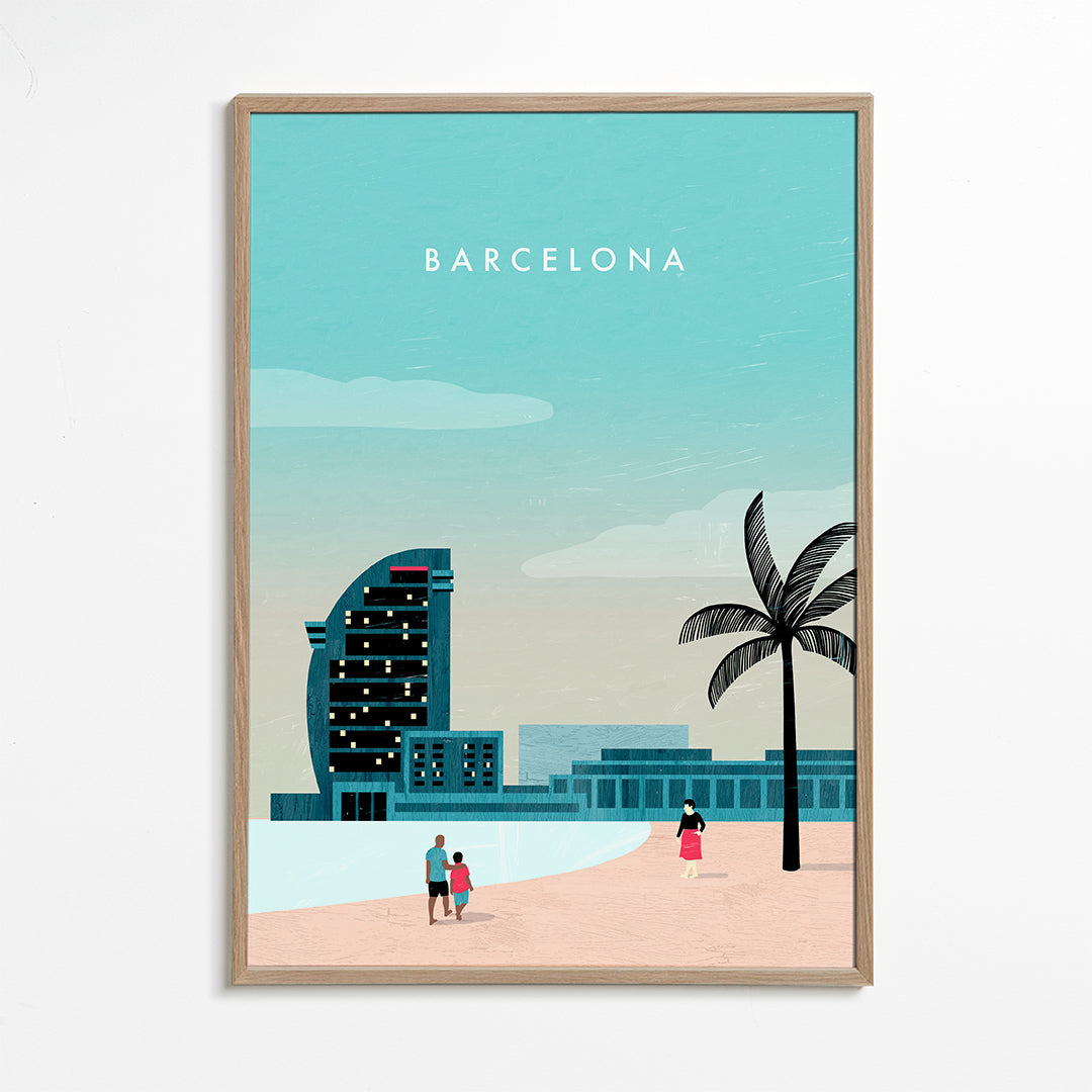 Reseaffisch Barcelona, strandmotiv