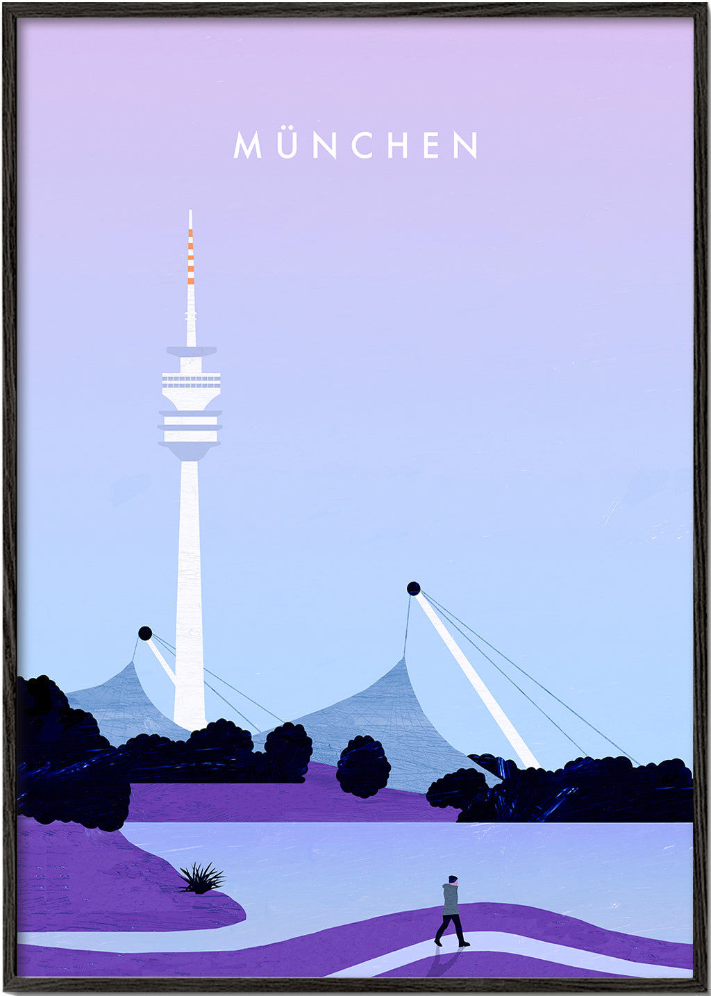 Stadsposter München med stiliserad skyline