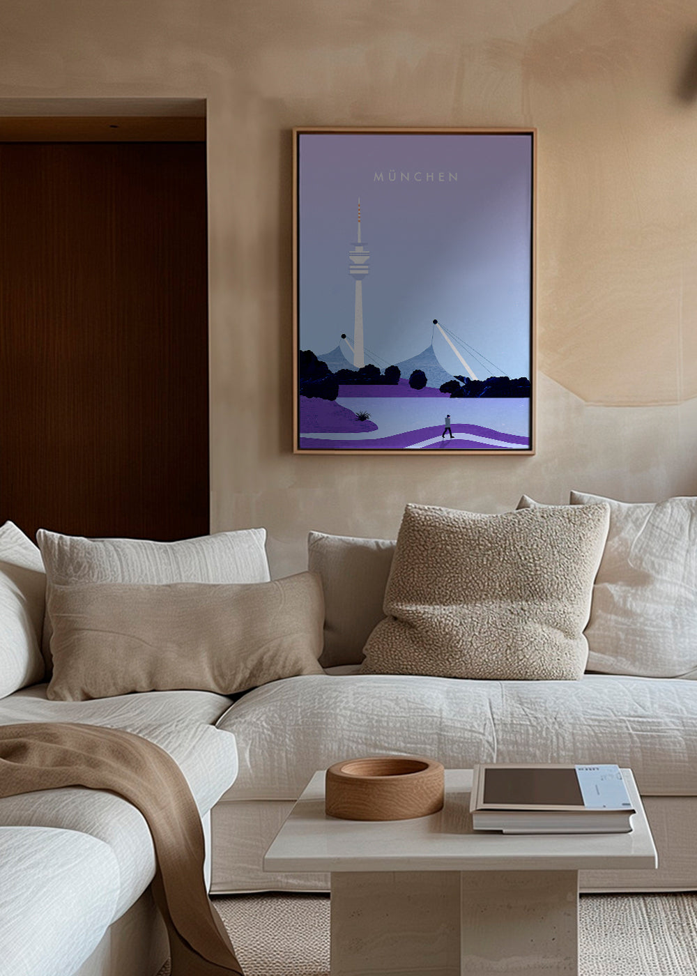 Stadsposter München med stiliserad skyline