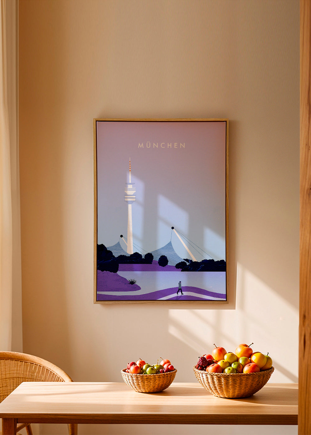 Stadsposter München med stiliserad skyline