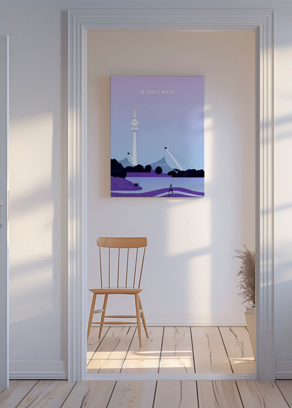 Stadsposter München med stiliserad skyline