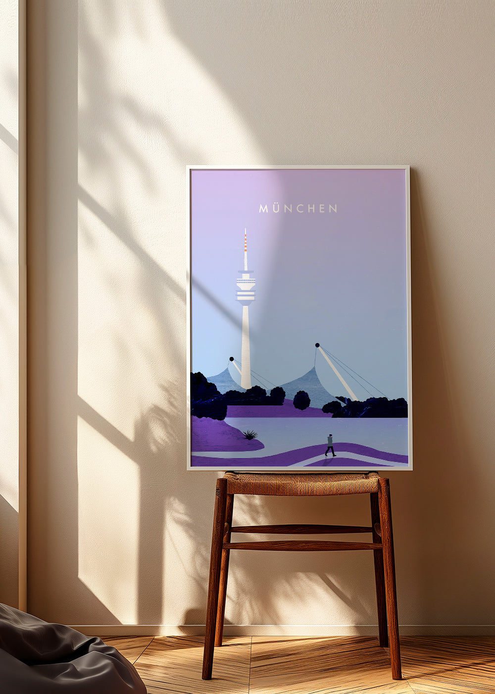 Stadsposter München med stiliserad skyline