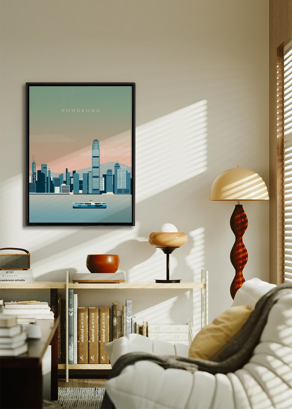 Kökskonst Hong Kong skyline i blå toner