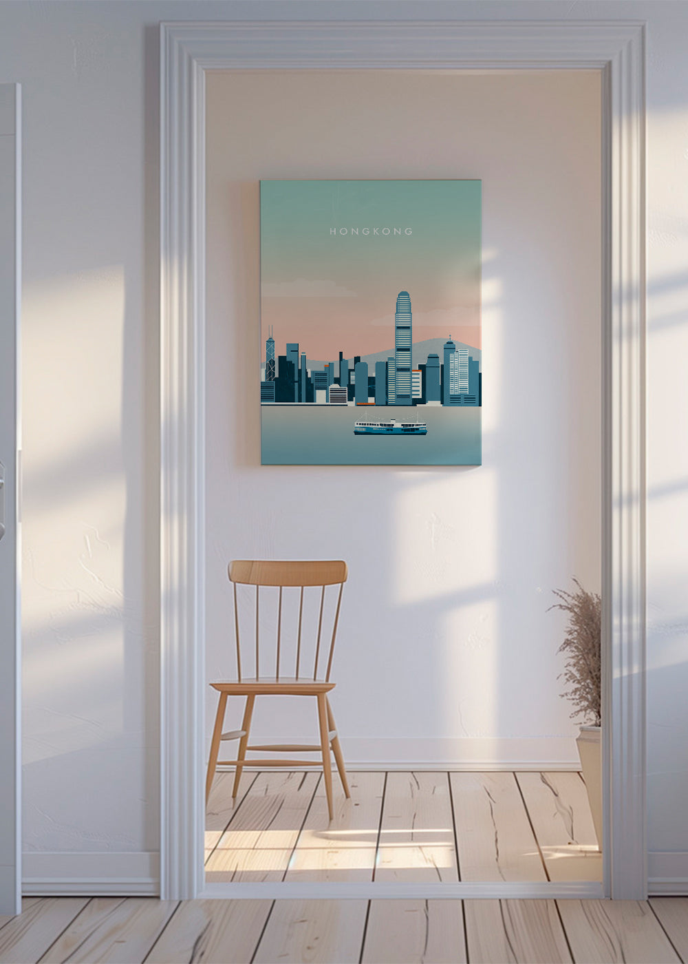 Kökskonst Hong Kong skyline i blå toner