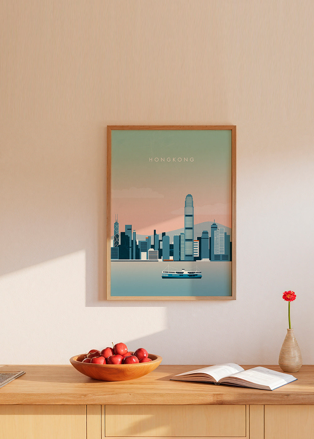 Kökskonst Hong Kong skyline i blå toner