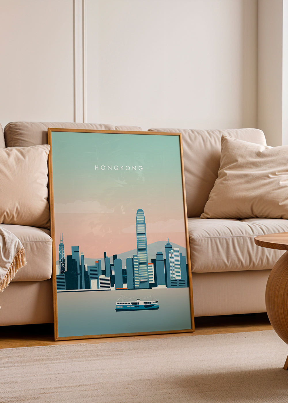 Kökskonst Hong Kong skyline i blå toner