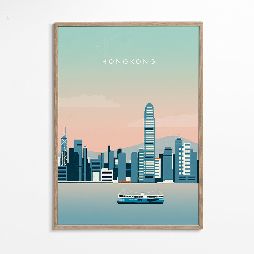 Kökskonst Hong Kong skyline i blå toner