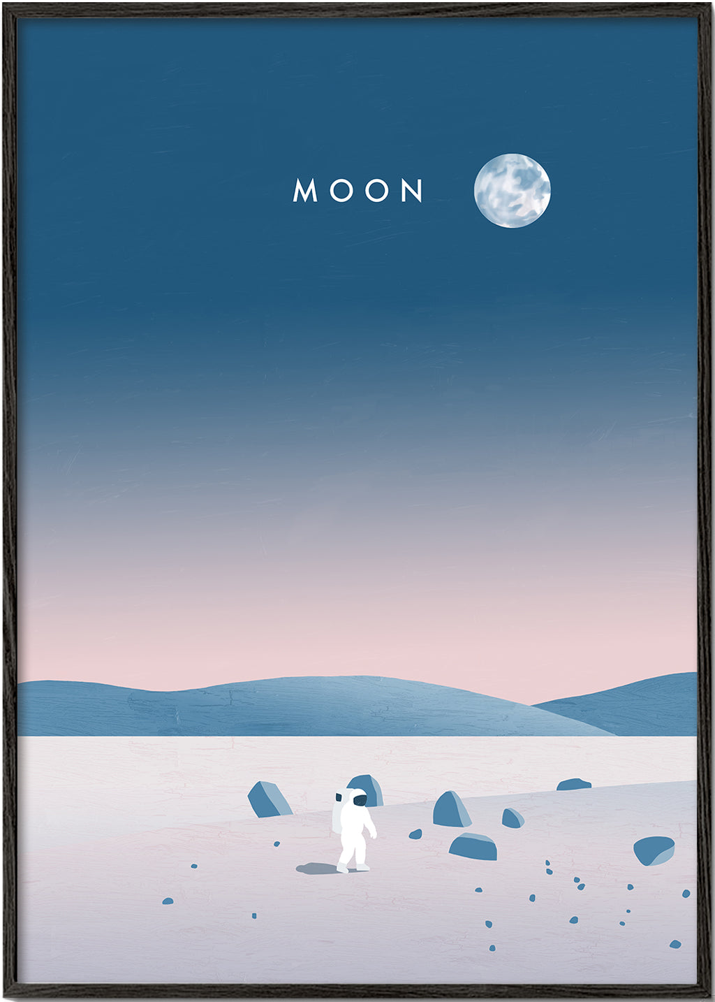 Illustration månlandskap med astronaut