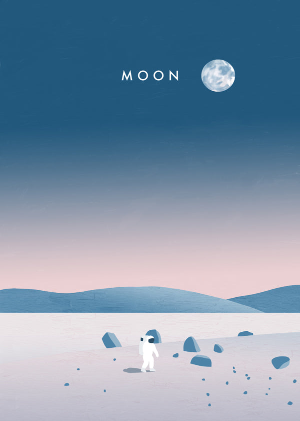 Illustration månlandskap med astronaut