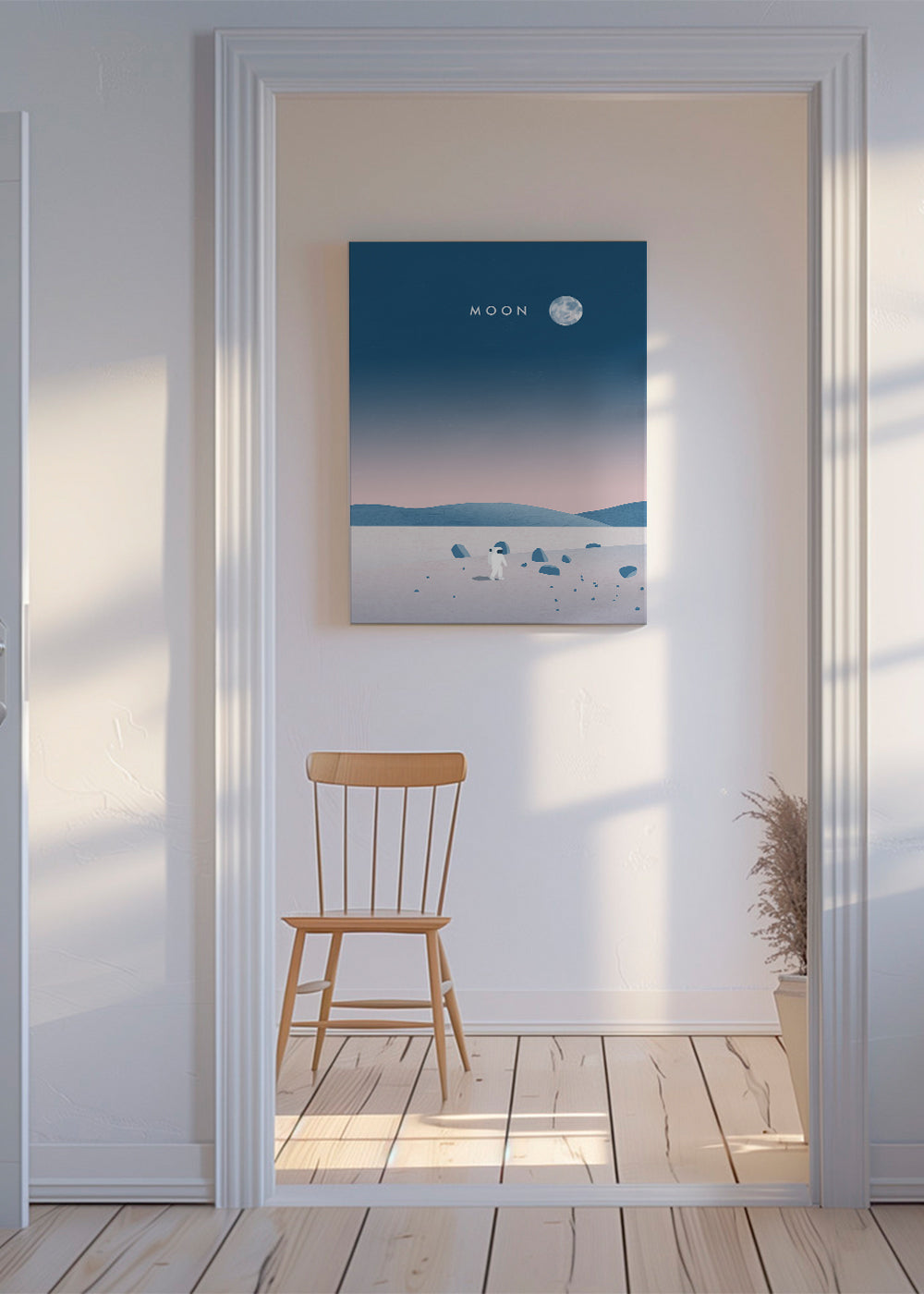 Illustration månlandskap med astronaut