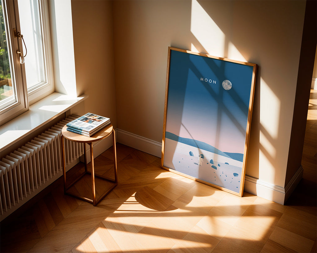 Illustration månlandskap med astronaut