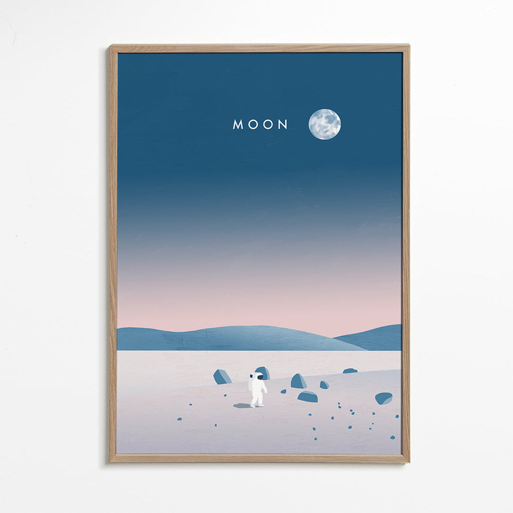 Illustration månlandskap med astronaut
