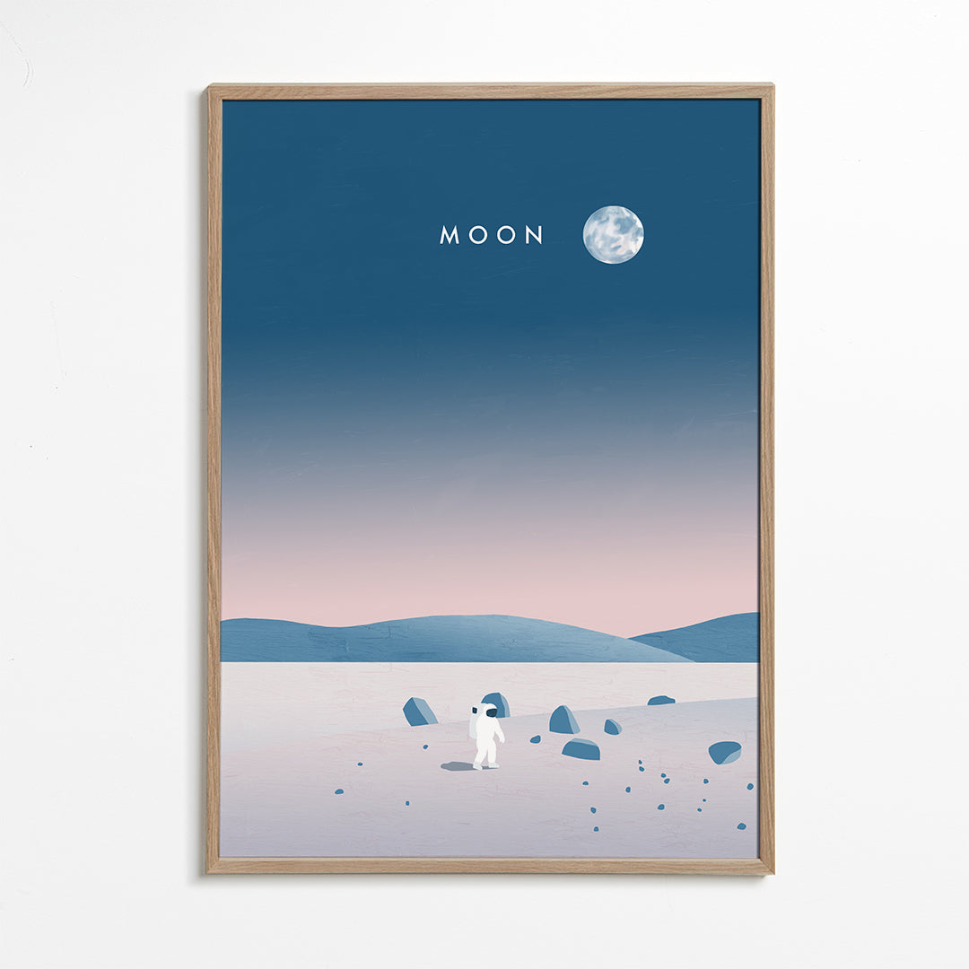 Illustration månlandskap med astronaut