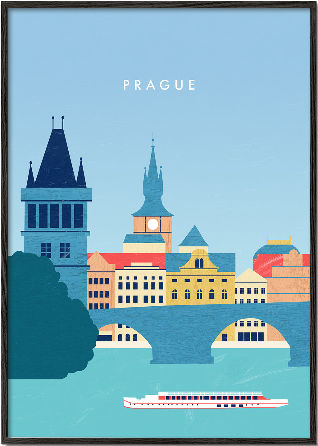 Kökskonst Prag skyline blå
