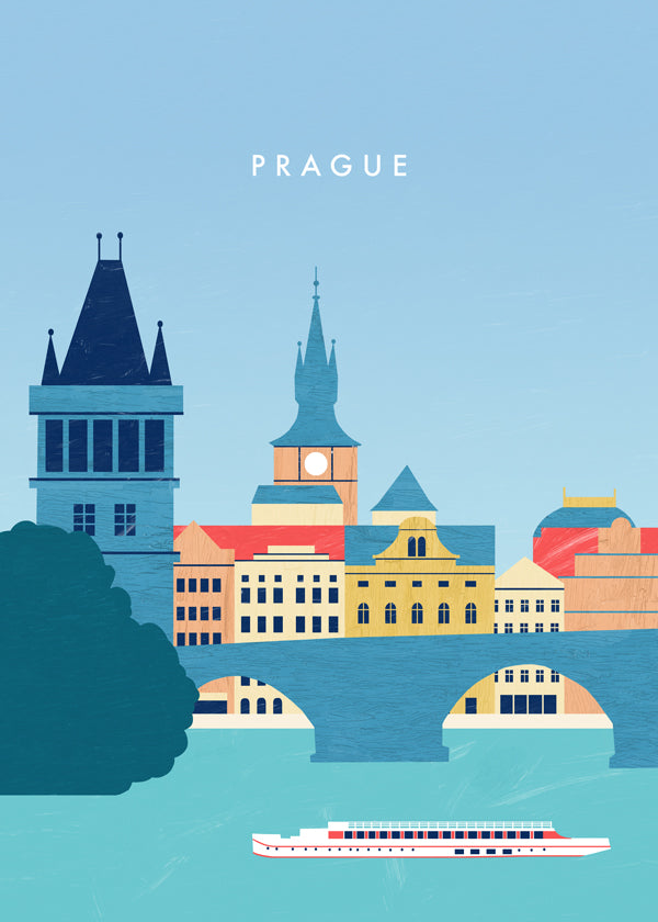 Kökskonst Prag skyline blå