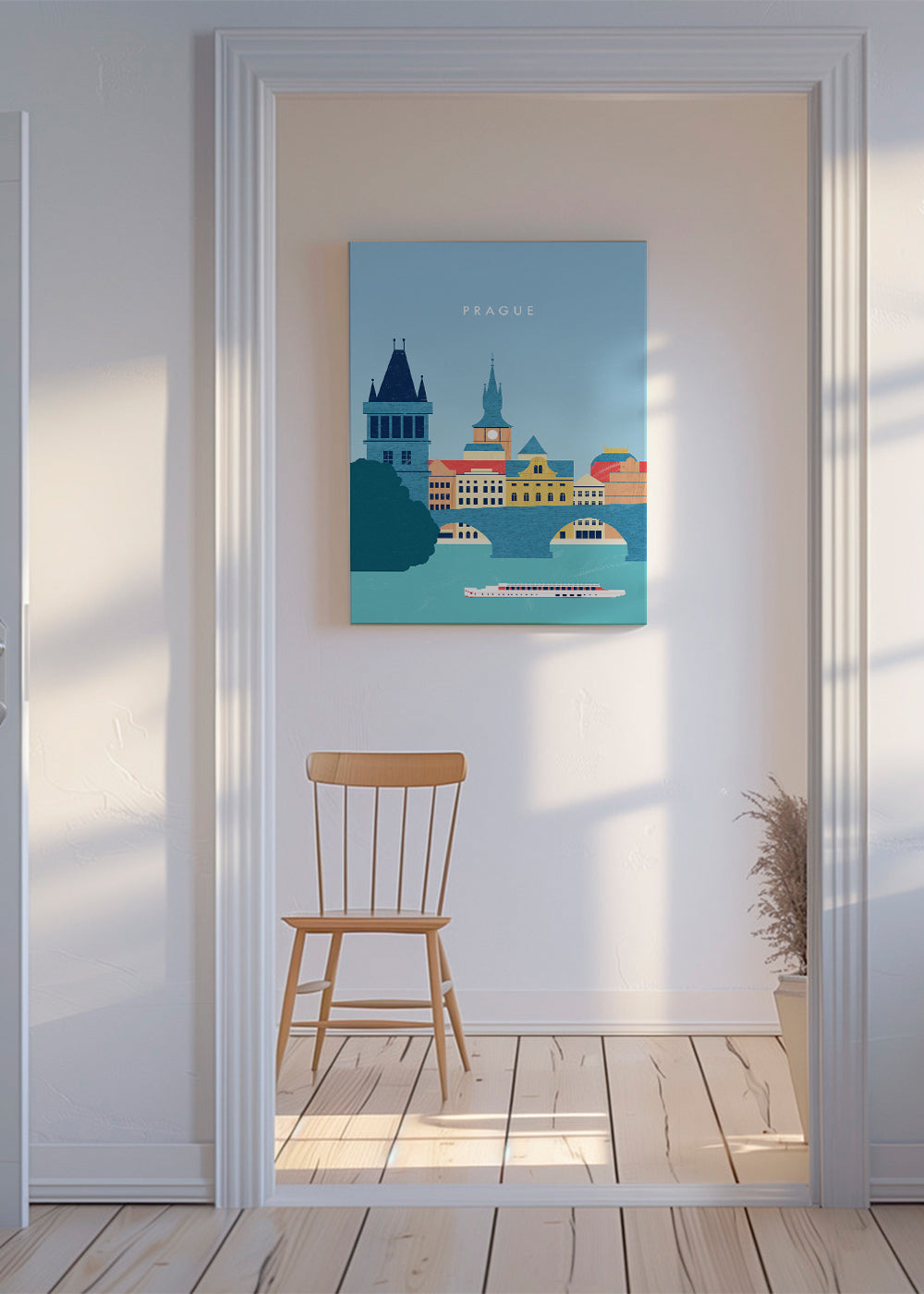 Kökskonst Prag skyline blå