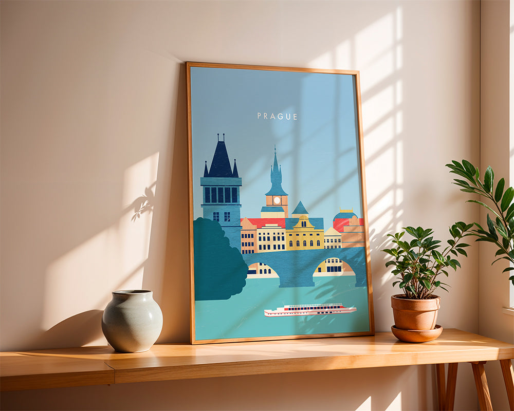 Kökskonst Prag skyline blå