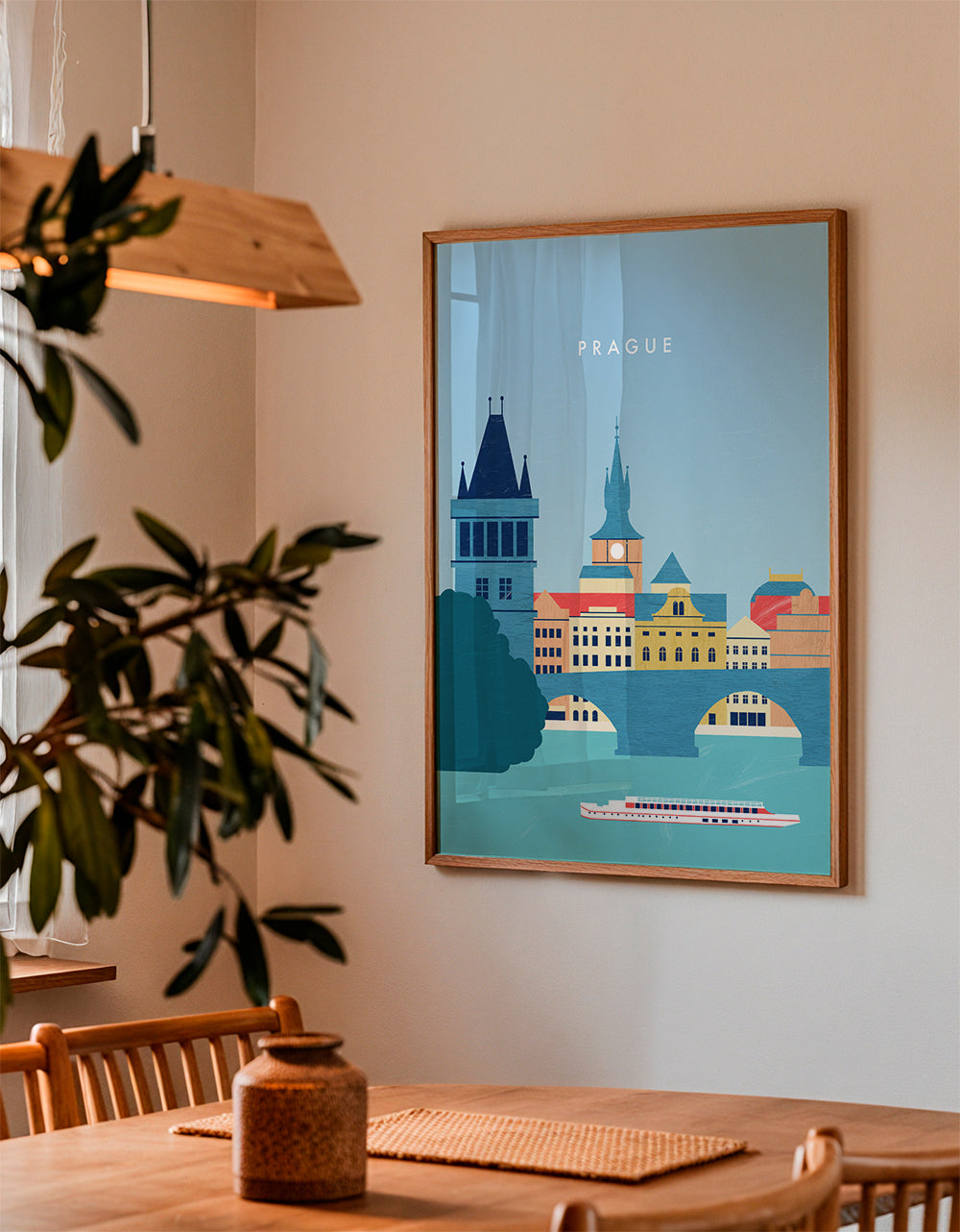 Kökskonst Prag skyline blå