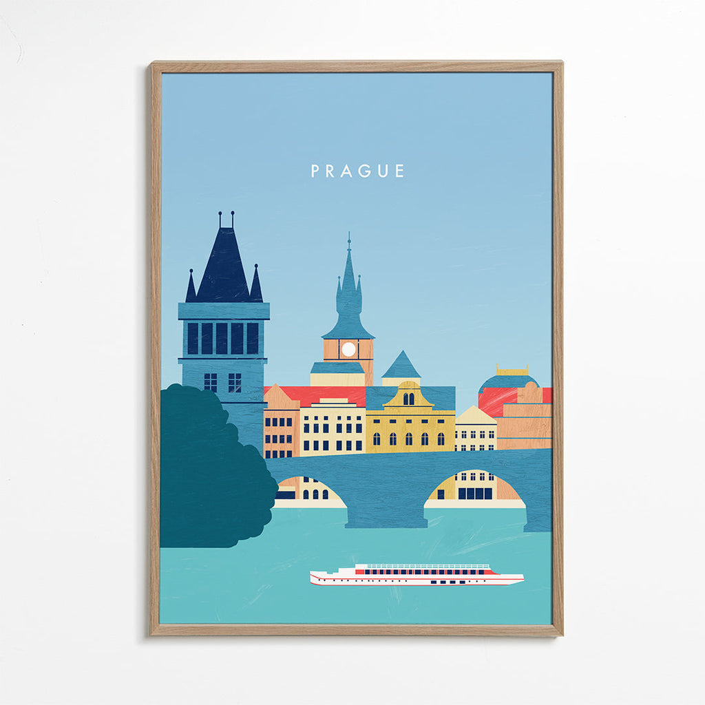 Kökskonst Prag skyline blå