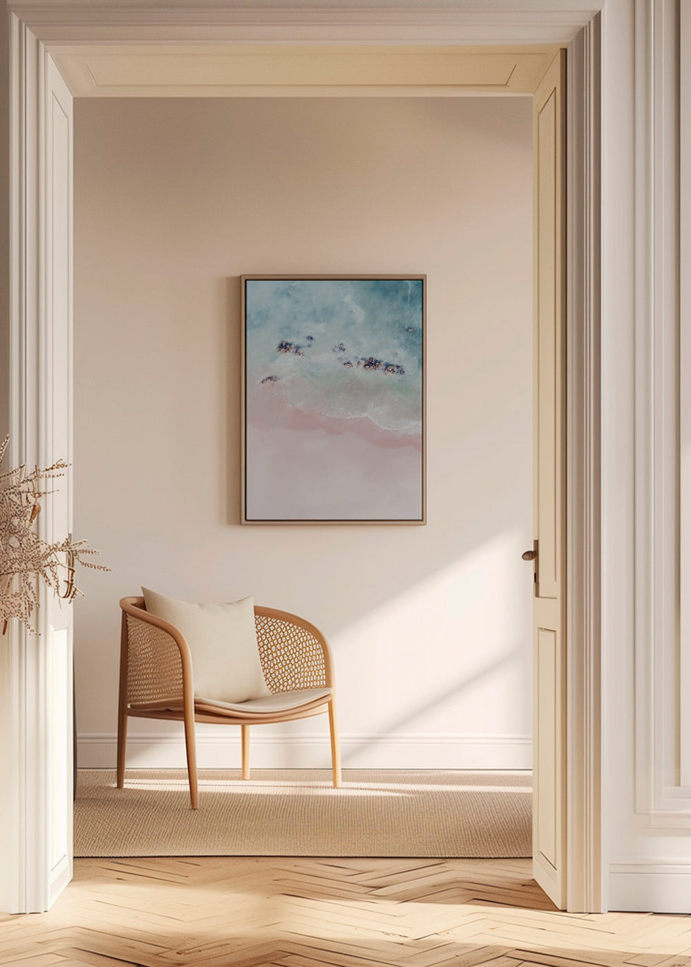 Landskapskonst: rosa strand flygfoto