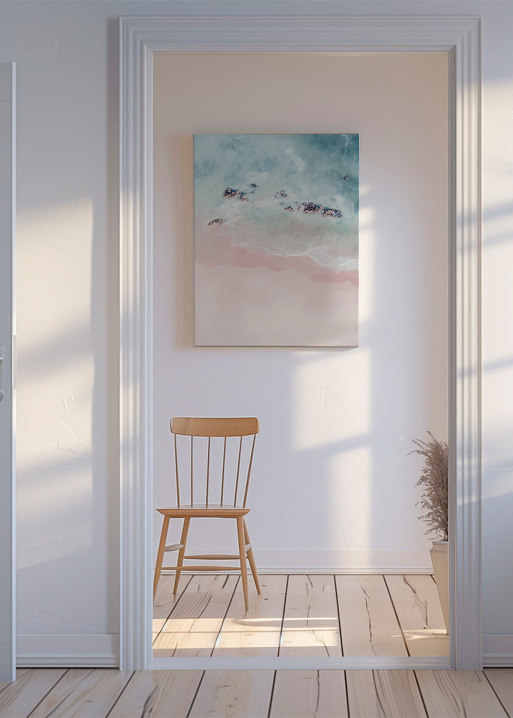 Landskapskonst: rosa strand flygfoto