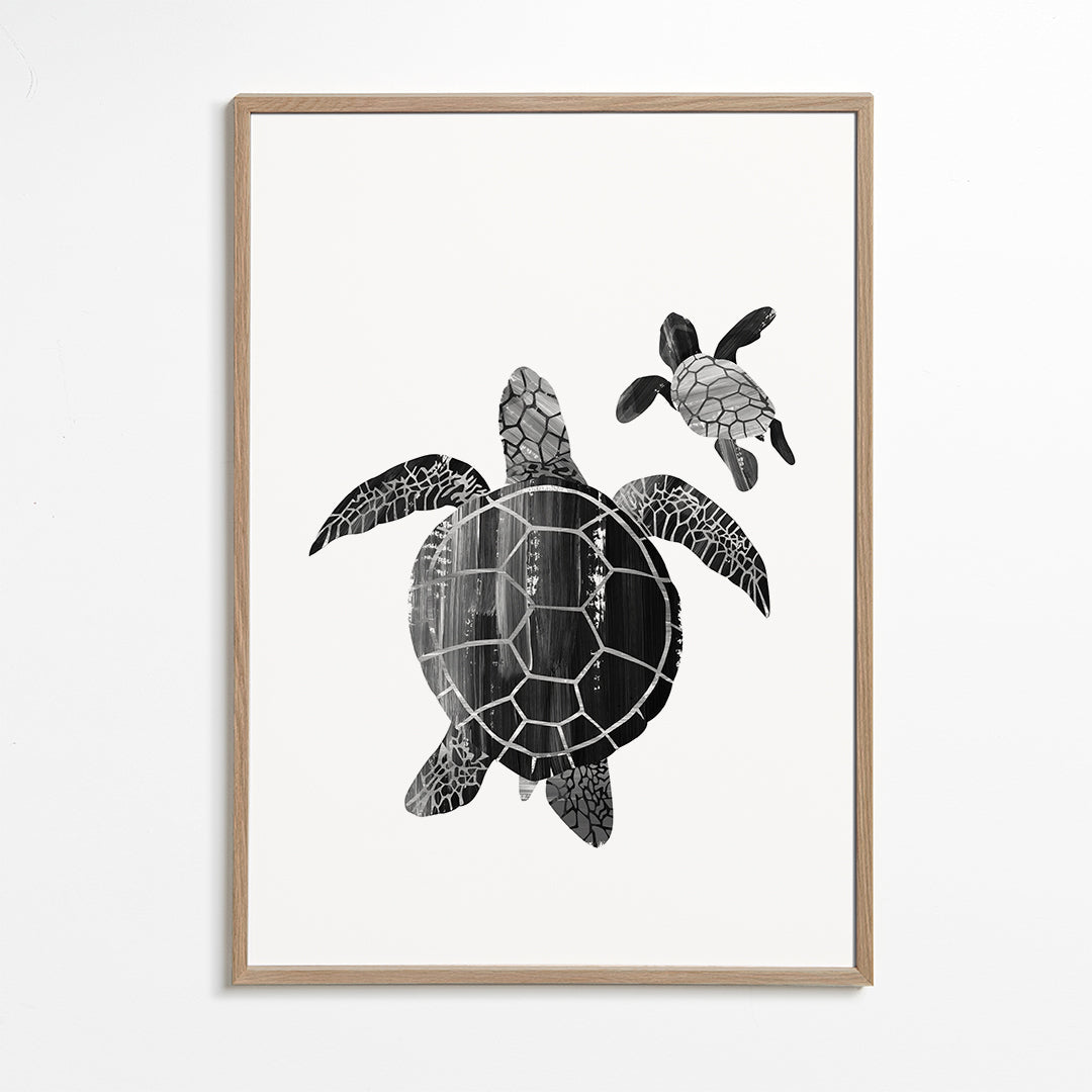 Minimalistisk sköldpadda i svartvitt