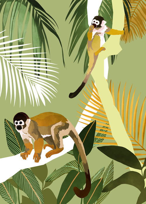 Apaillustration i djungel