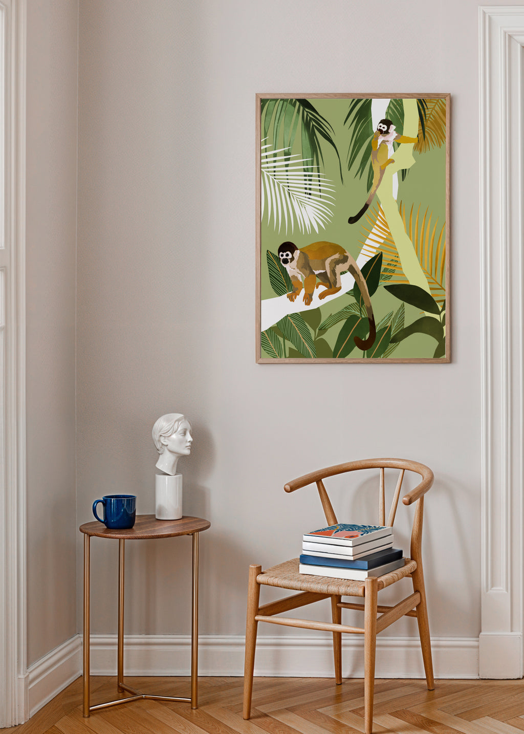 Monkey Friends - Framed poster in an interior