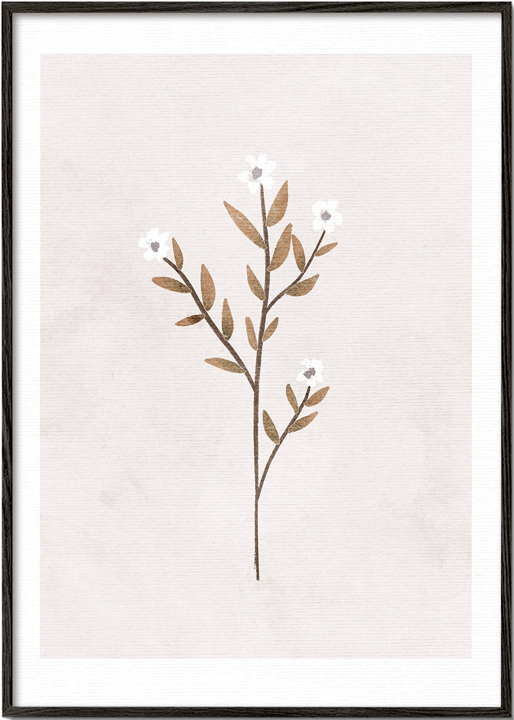 Botanisk poster med ömt minimalistiskt grenkant