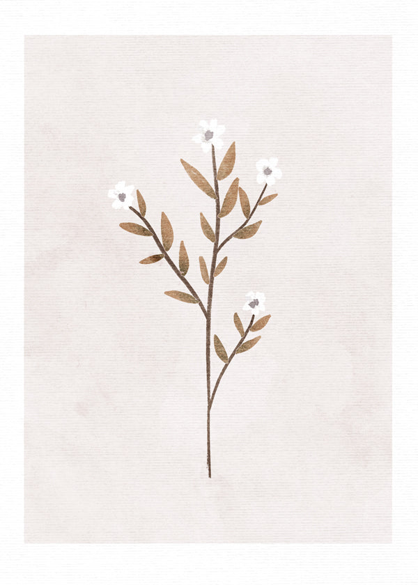Botanisk poster med ömt minimalistiskt grenkant