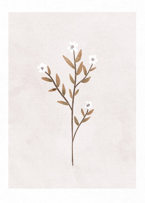 Botanisk poster med ömt minimalistiskt grenkant