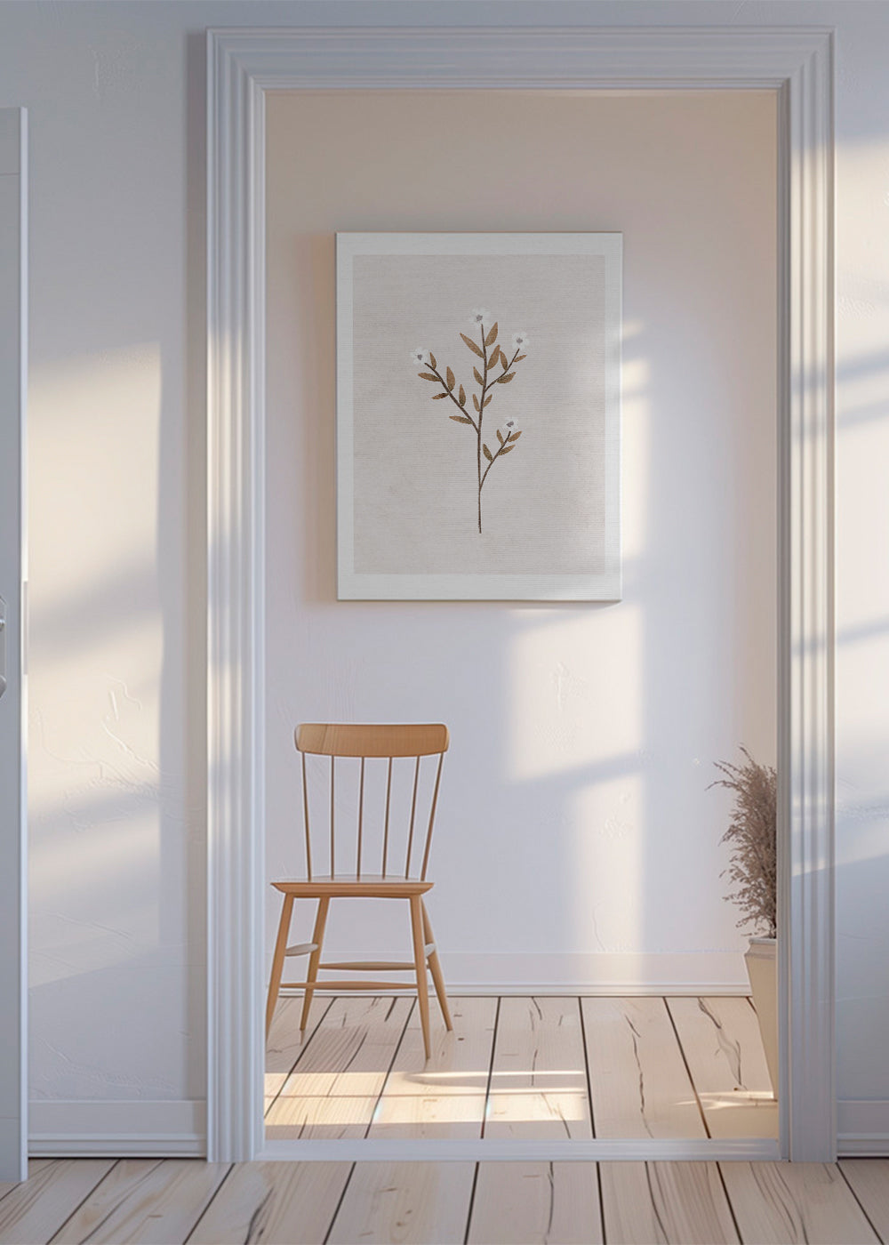 Botanisk poster med ömt minimalistiskt grenkant