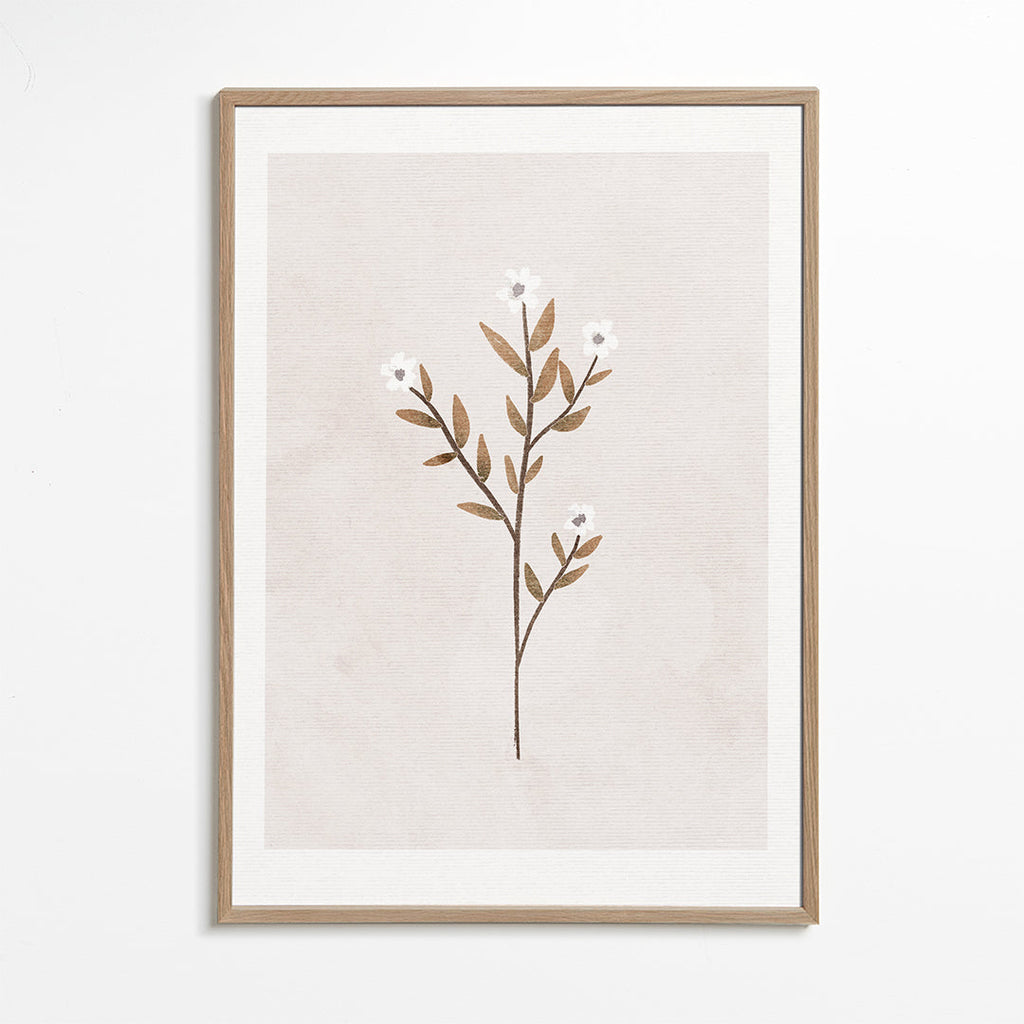 Botanisk poster med ömt minimalistiskt grenkant