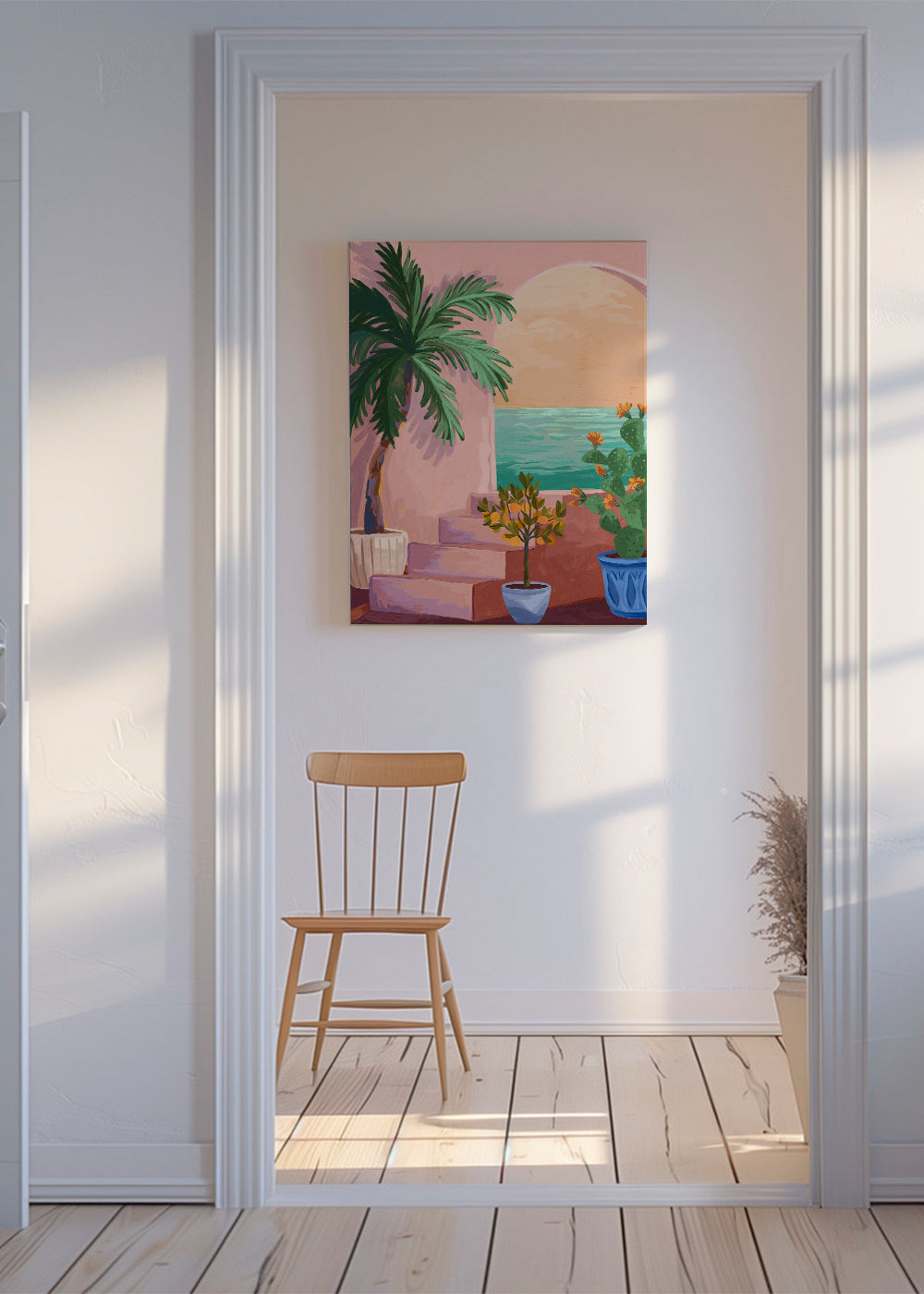 Botanisk affisch med palm och kaktus