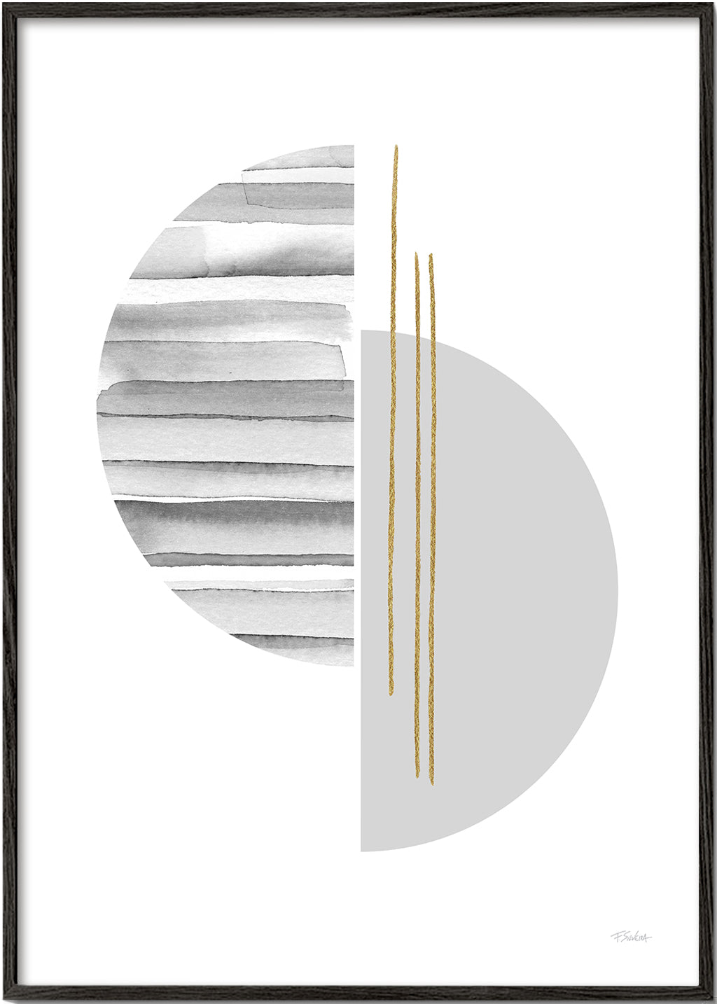 Geometrisk poster minimal med gyllene linjer