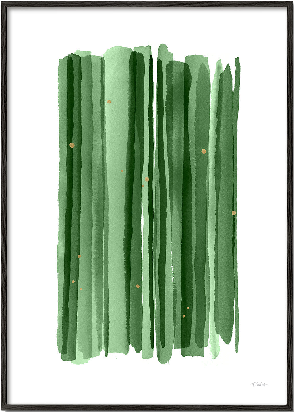 Botanisk poster med vertikala gröna penseldrag